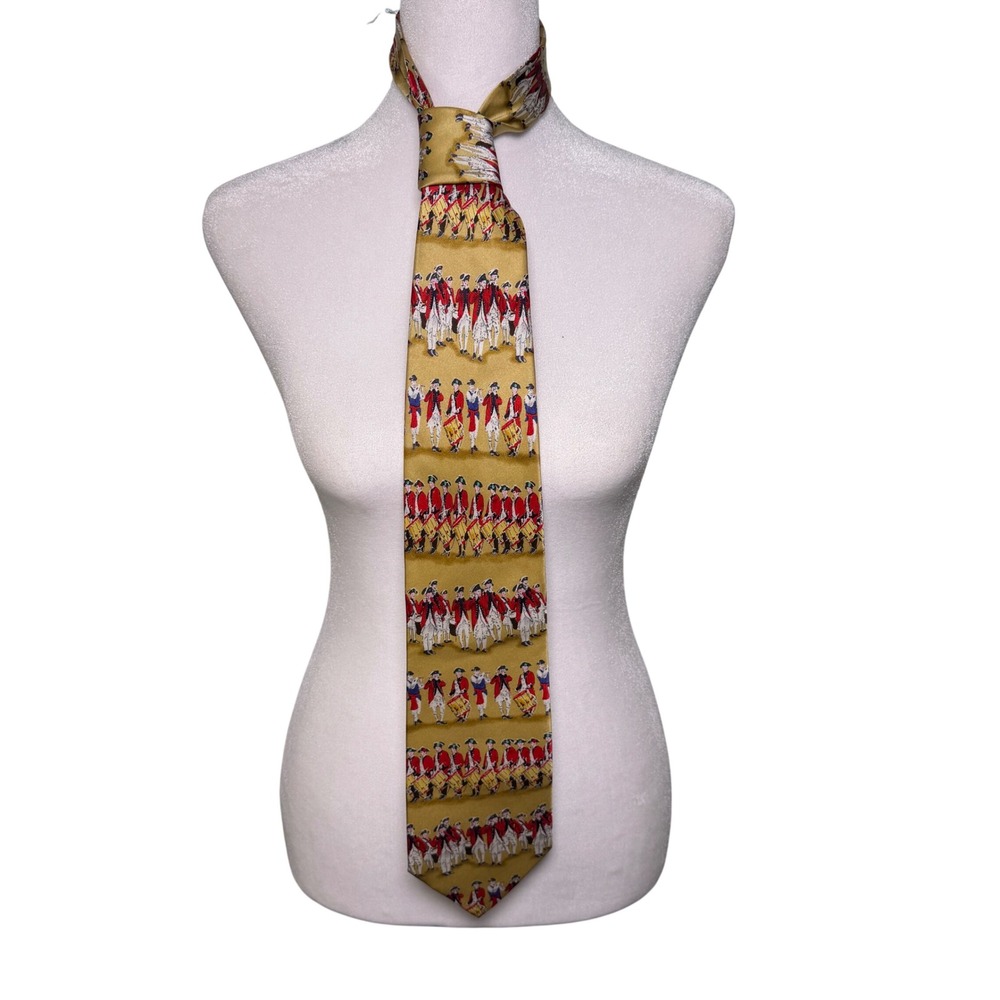 Museum Artifacts‎ Tie Revolutionary War Soldiers Silk Gold Patriotic History Tie